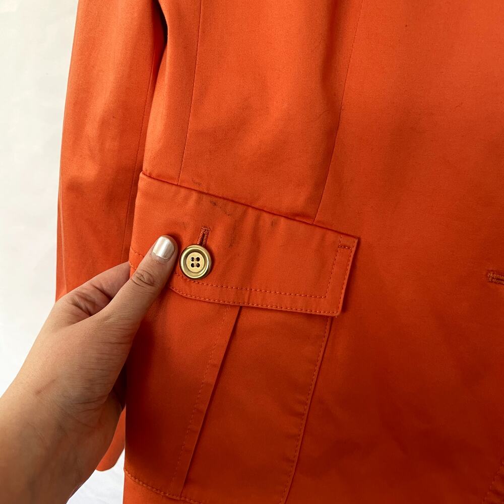Talbots orange cotton blazer women's size 14 career wear pockets gold detail - Picture 4 of 7